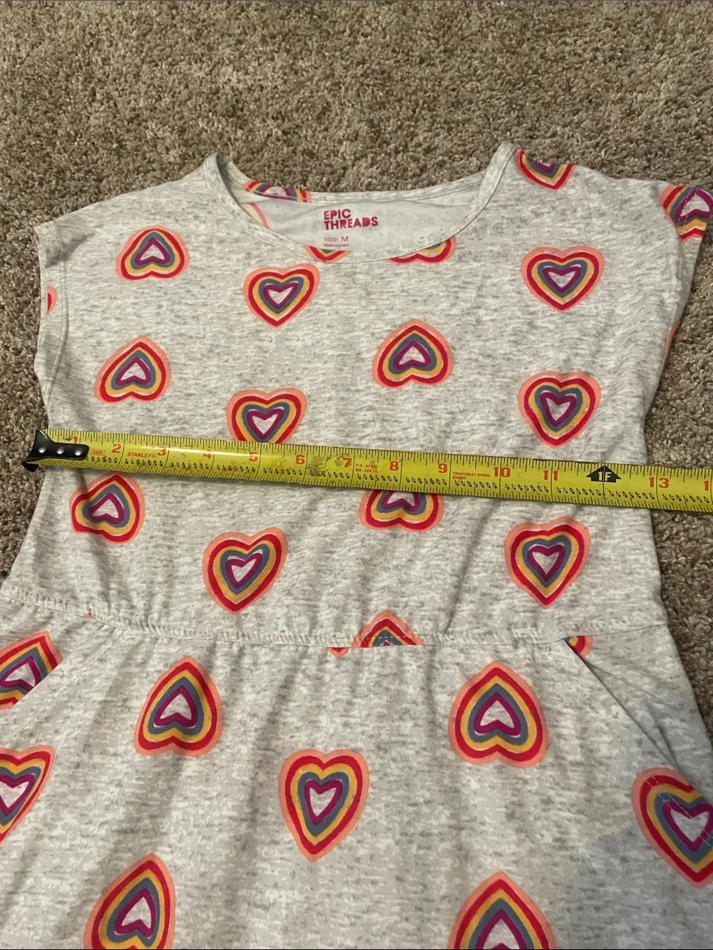 Girls' Gray Heart Print Dress - Epic Threads